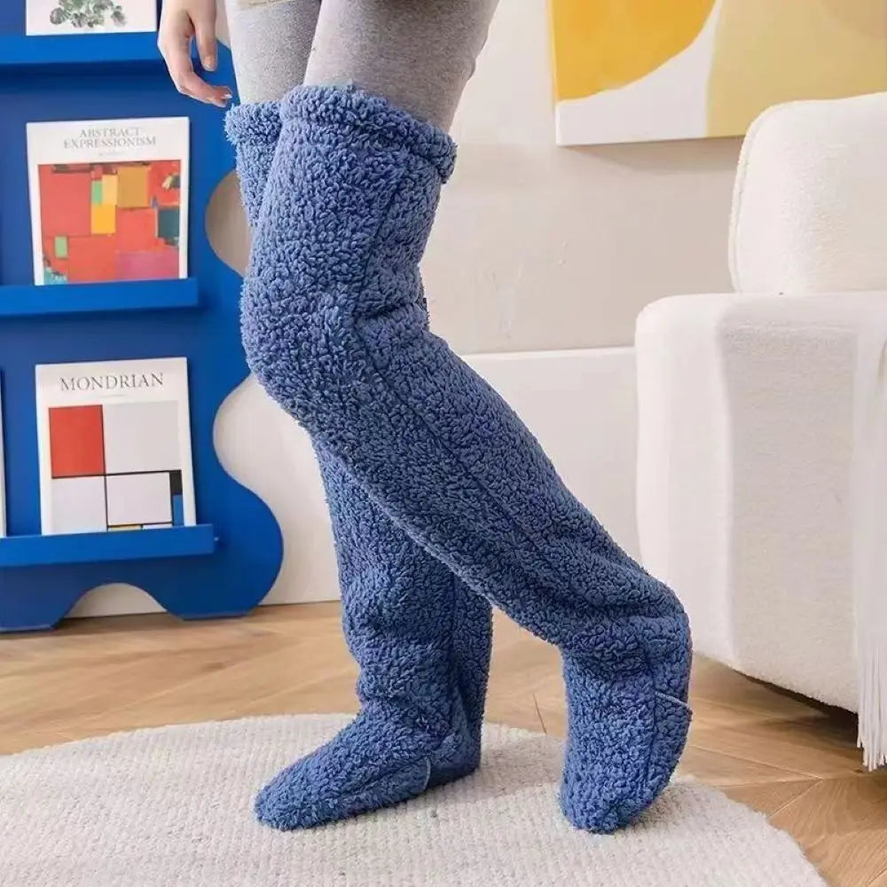 Leg Warmers Storing Winter Fluffy Warm Leg Cover Home over Knee Socks Thick Koolo Leg Warmers Bed Long Socks Warm Socks